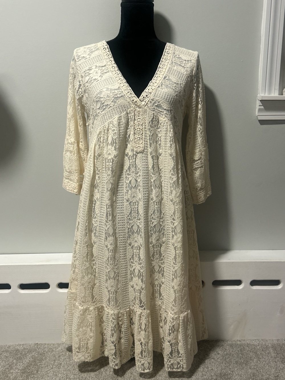 Astrid for The Jilly Box famous midi lace dress in Harvest Cream